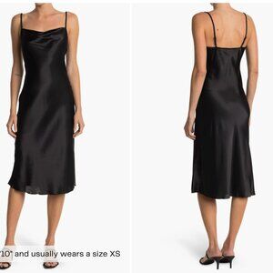 NWT Bebe Satin Cowl Neck Midi Dress Sz medium slip dress little black dress